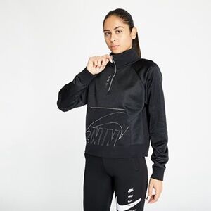 Nike sportswear icon clash women 1/4 zup flacee black metalic silver NWOT